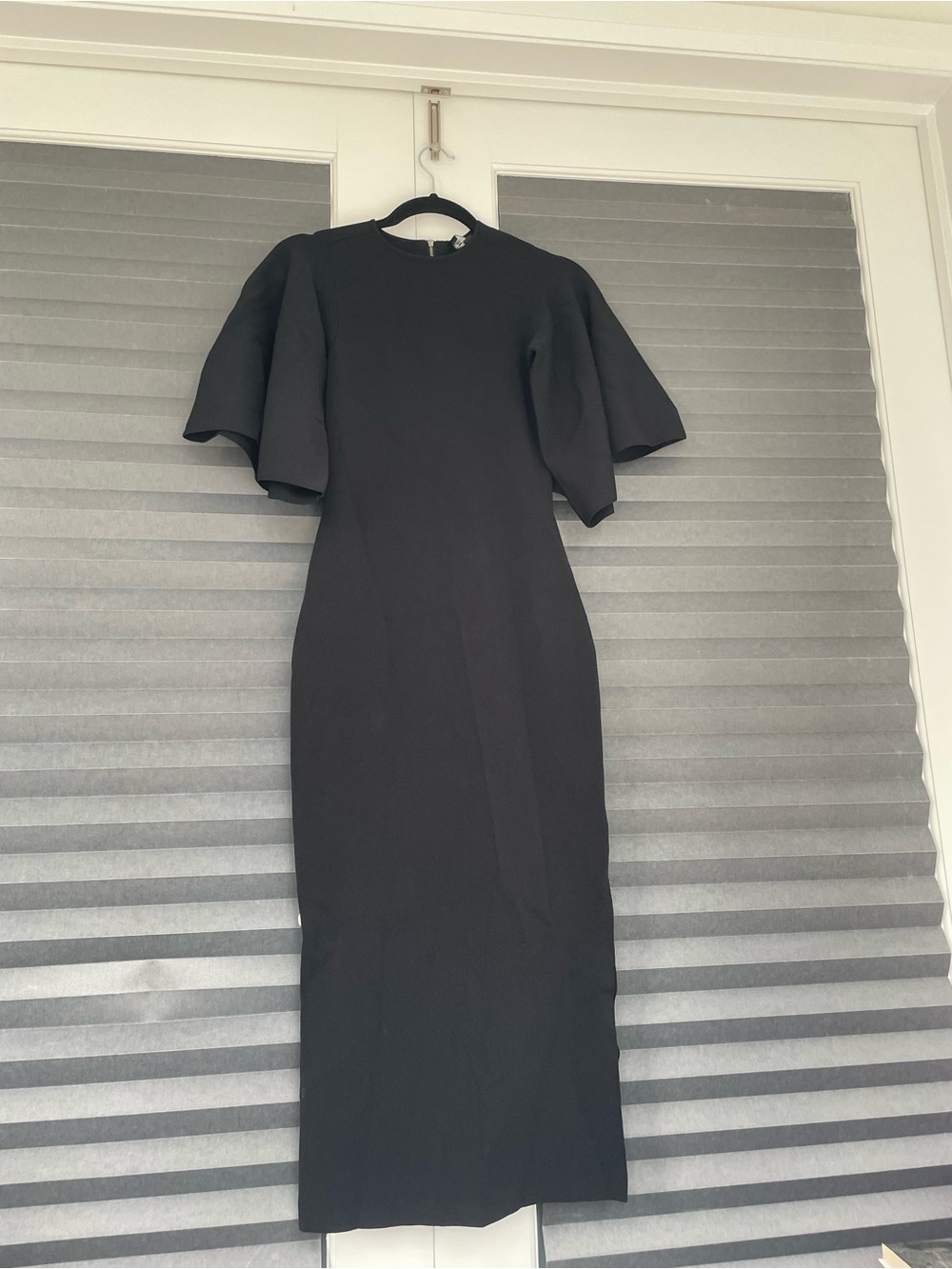 Ted Baker Elegant Black Midi Dress with Flutter Sleeves NWT